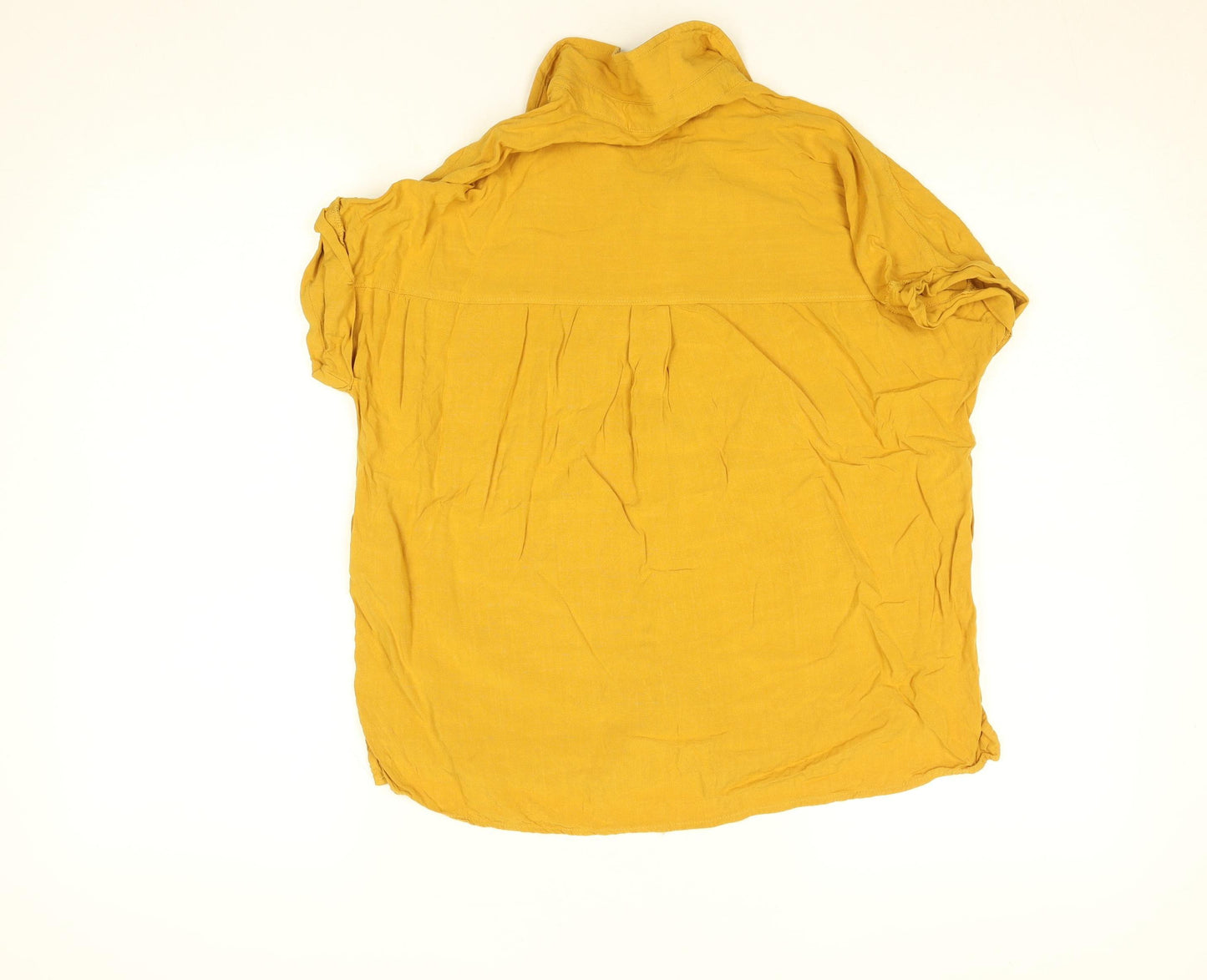New Look Women Yellow Viscose Button-Up Shirt Size 10