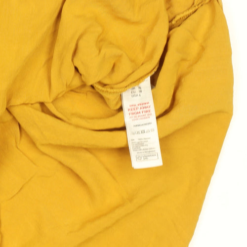 New Look Women Yellow Viscose Button-Up Shirt Size 10