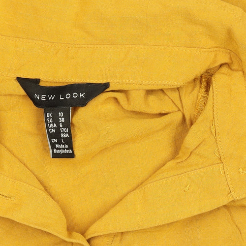 New Look Women Yellow Viscose Button-Up Shirt Size 10