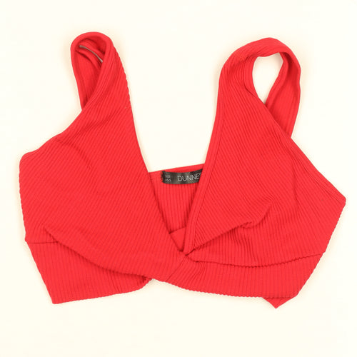 Dunnes Stores Red Ribbed Cropped V-Neck Tank Top Women’s XS
