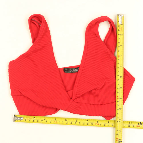 Dunnes Stores Red Ribbed Cropped V-Neck Tank Top Women’s XS