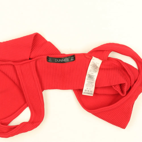 Dunnes Stores Red Ribbed Cropped V-Neck Tank Top Women’s XS