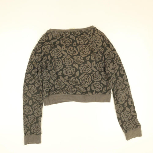 Abercrombie & Fitch Womens Brown Floral Cropped Long Sleeve Sweatshirt S