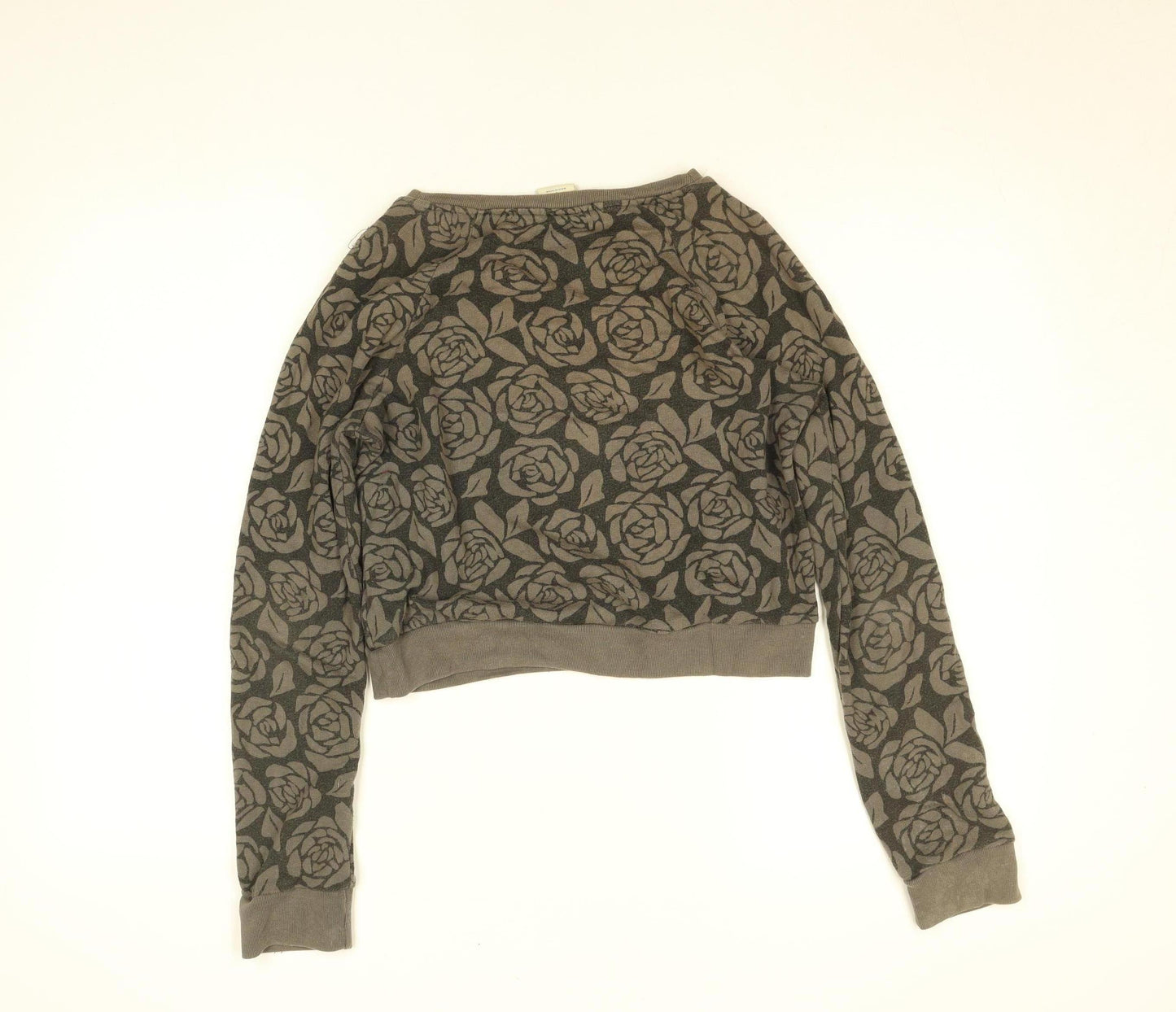 Abercrombie & Fitch Womens Brown Floral Cropped Long Sleeve Sweatshirt S