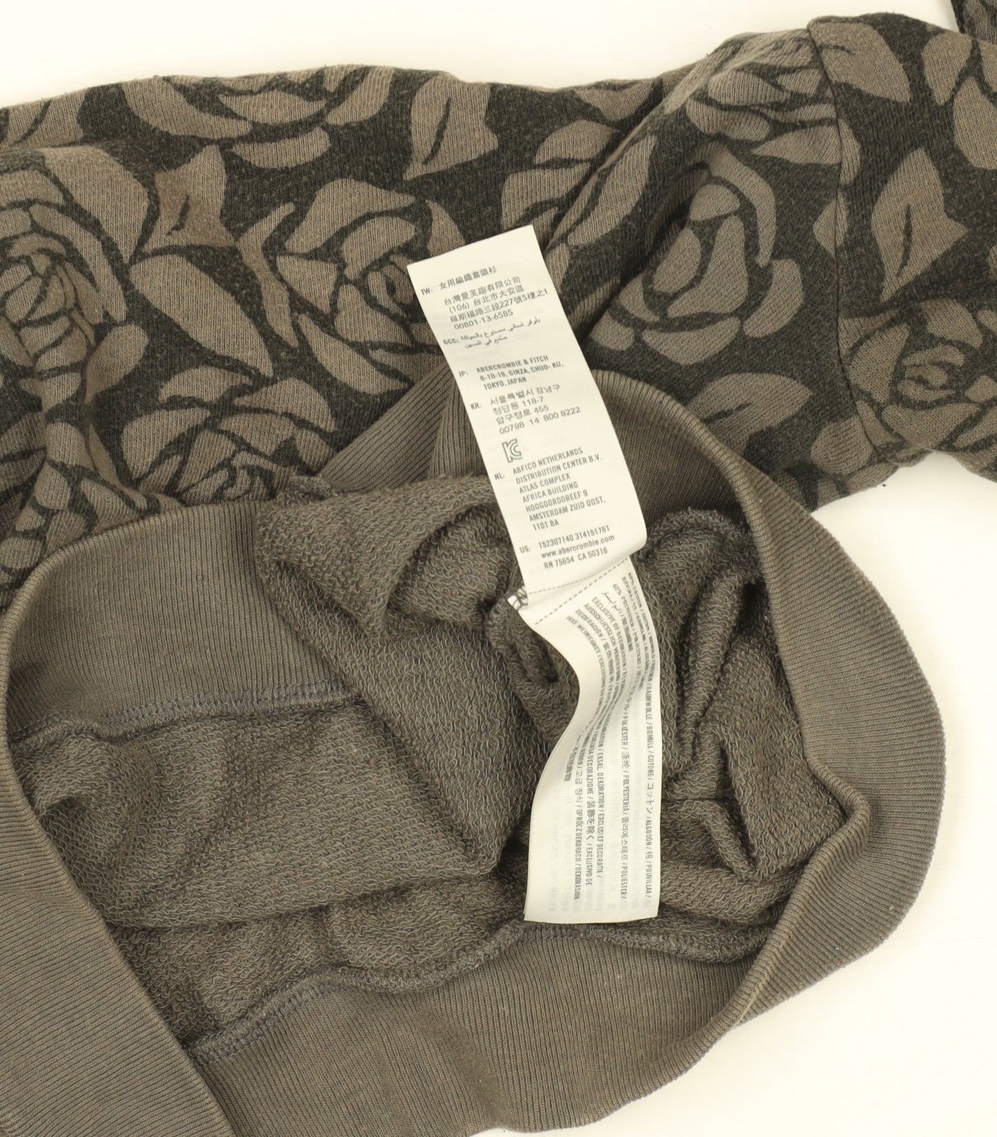 Abercrombie & Fitch Womens Brown Floral Cropped Long Sleeve Sweatshirt S