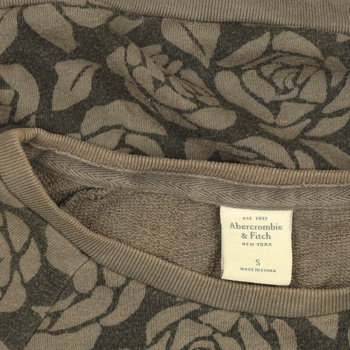 Abercrombie & Fitch Womens Brown Floral Cropped Long Sleeve Sweatshirt S