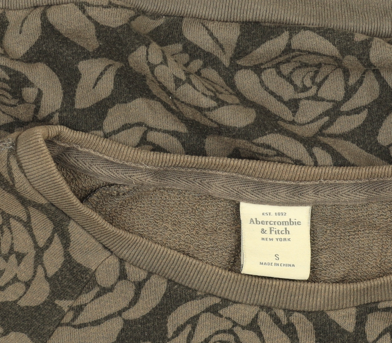 Abercrombie & Fitch Womens Brown Floral Cropped Long Sleeve Sweatshirt S