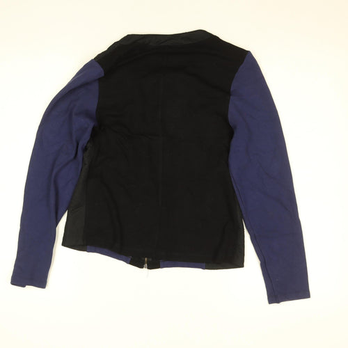 Maloka Womens Black Blue Full Zip Slim Fit Jacket Size M