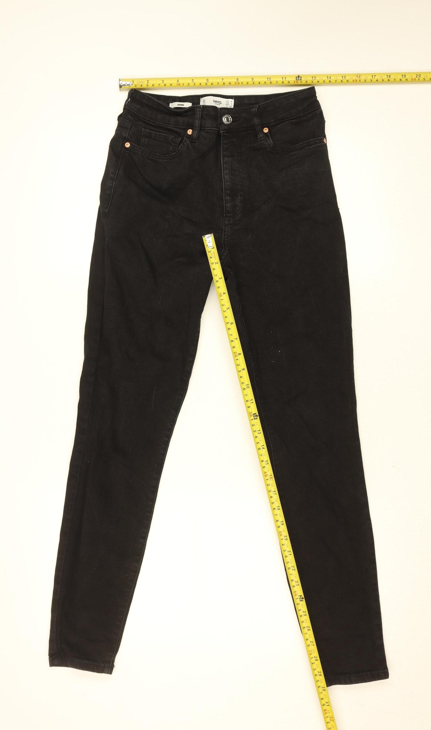 MNG Women’s Black Skinny Stretch Denim Jeans Size 10