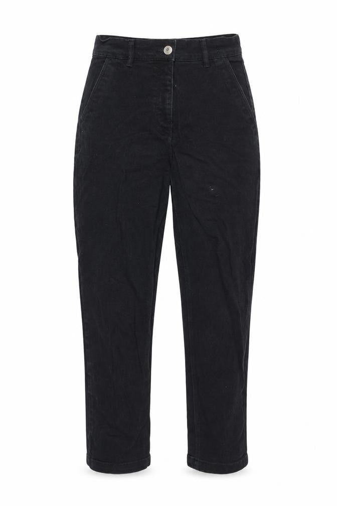 Front view of H&M Women’s Black Straight Jeans, size UK 10, Regular Stretch Denim