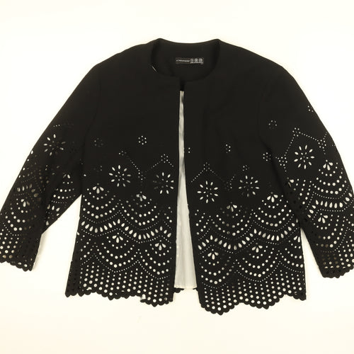 Atmosphere Womens Black Cutwork Lace Lined Jacket Size 8