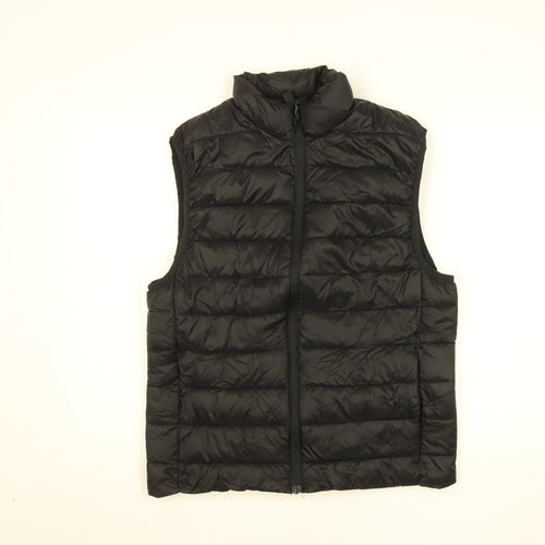H&M Women Black Puffer Waistcoat Size 12 Windproof Water Resistant