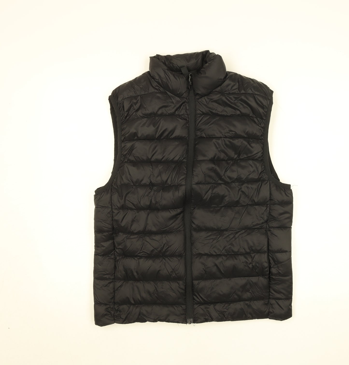 H&M Women Black Puffer Waistcoat Size 12 Windproof Water Resistant