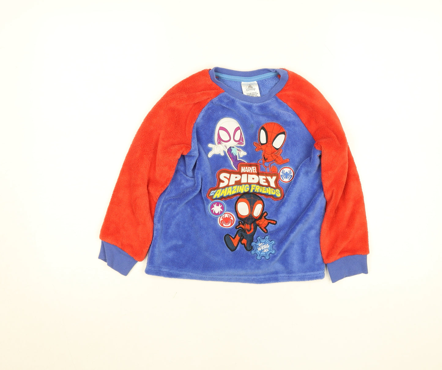 Disney Boys Blue Red Spider-Man Fleece Jumper 5-6 Years Pullover Sweatshirt