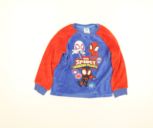 Disney Boys Blue Red Spider-Man Fleece Jumper 5-6 Years Pullover Sweatshirt