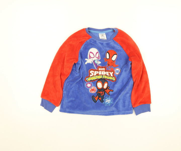 Disney Boys Blue Red Spider-Man Fleece Jumper 5-6 Years Pullover Sweatshirt