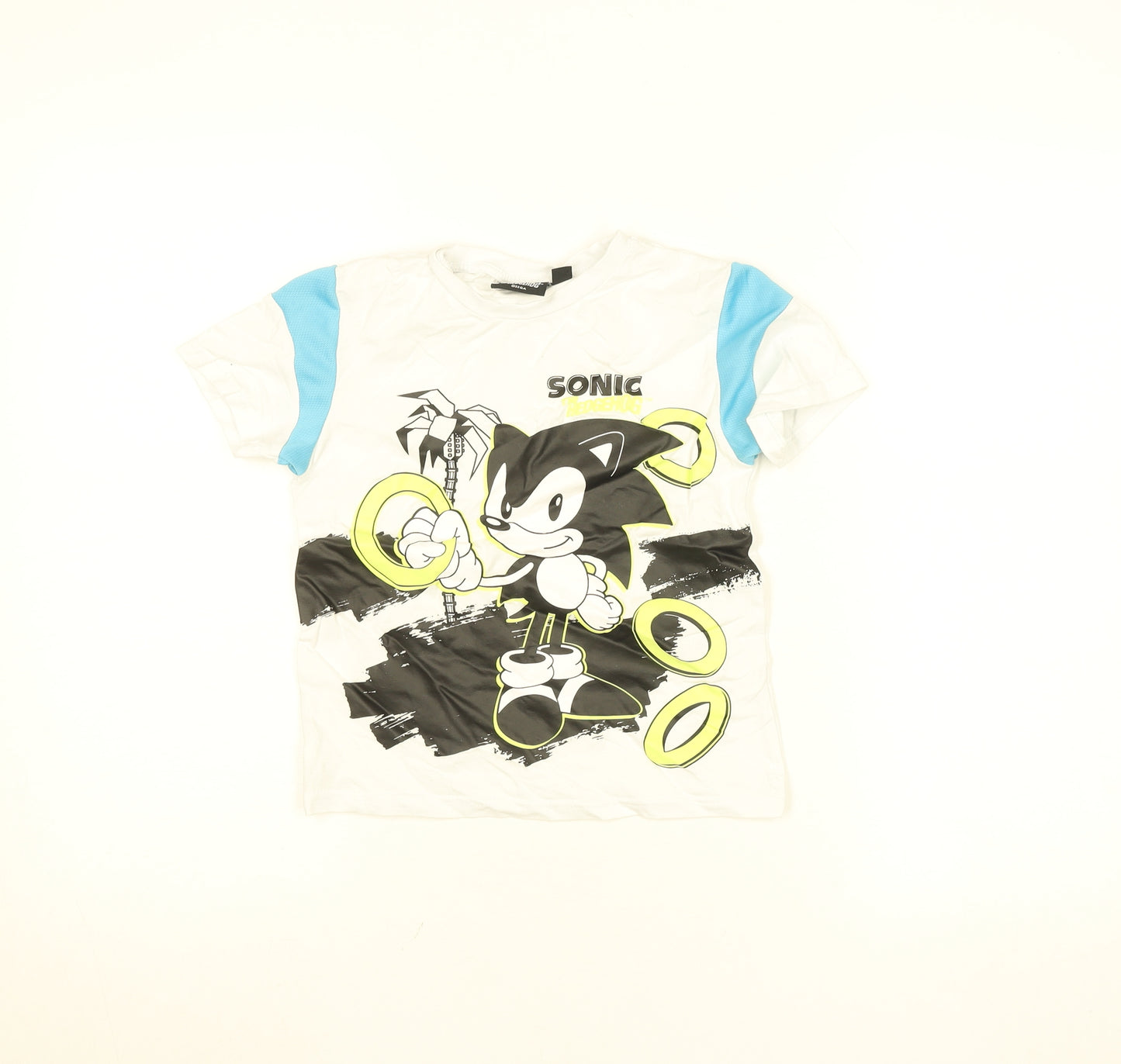 Primark Boys White Sonic the Hedgehog T-Shirt 6-7 Years Short Sleeve