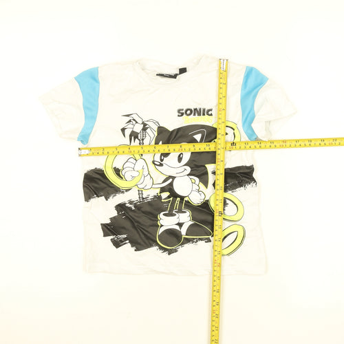 Primark Boys White Sonic the Hedgehog T-Shirt 6-7 Years Short Sleeve