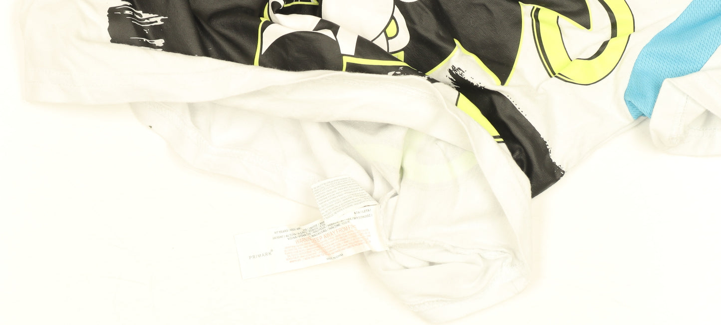 Primark Boys White Sonic the Hedgehog T-Shirt 6-7 Years Short Sleeve