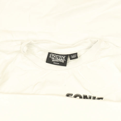 Primark Boys White Sonic the Hedgehog T-Shirt 6-7 Years Short Sleeve