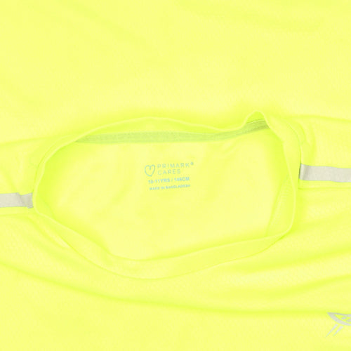 Primark Boys Yellow Short Sleeve Sports T-Shirt 10-11 Years Breathable Activewear