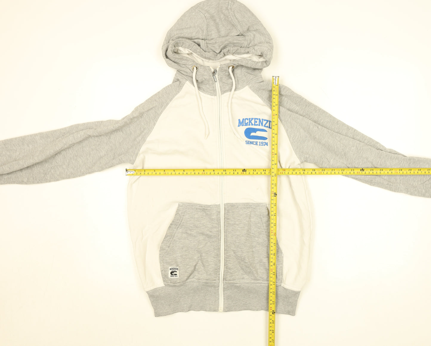 McKenzie Men's Grey Full Zip Hoodie S Logo Sports Style