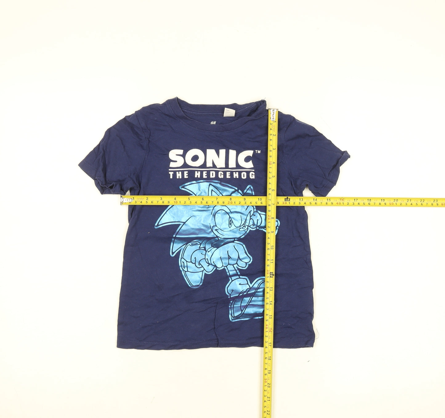H&M Boys Blue Sonic the Hedgehog T-Shirt 6-7 Years Short Sleeve Cotton Top