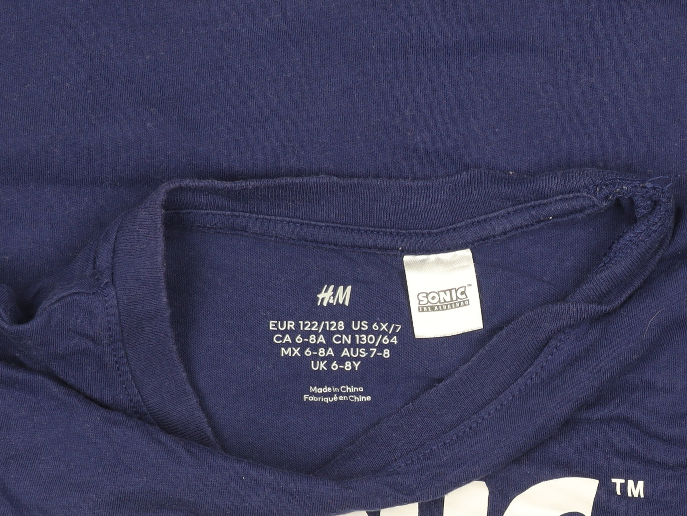 H&M Boys Blue Sonic the Hedgehog T-Shirt 6-7 Years Short Sleeve Cotton Top