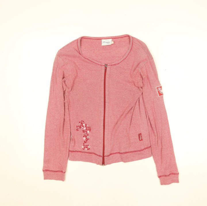 Disneyland Resort Paris Womens Red Striped Cotton Zip Long Sleeve Top M