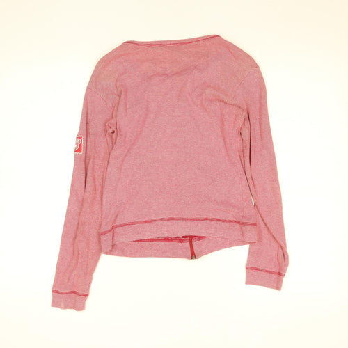 Disneyland Resort Paris Womens Red Striped Cotton Zip Long Sleeve Top M
