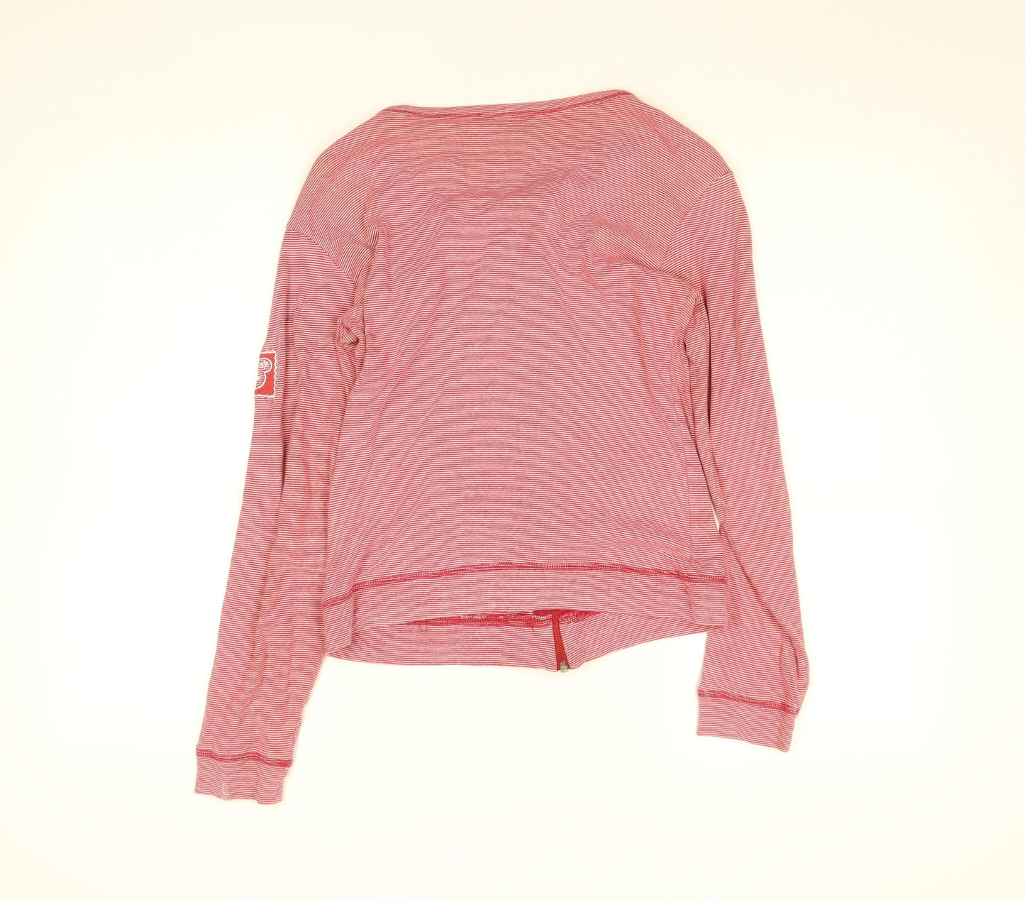 Disneyland Resort Paris Womens Red Striped Cotton Zip Long Sleeve Top M