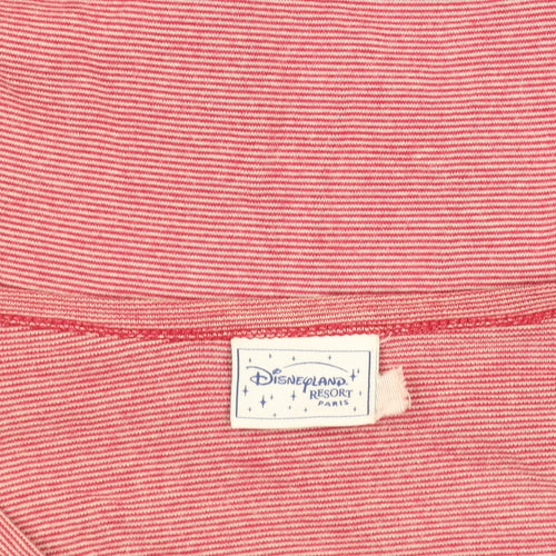 Disneyland Resort Paris Womens Red Striped Cotton Zip Long Sleeve Top M