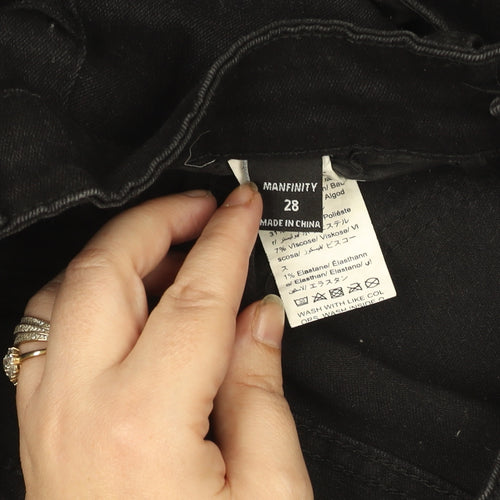 Manfinity Women’s Black Distressed Skinny Jeans Size 28