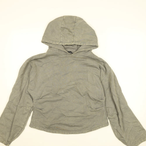 ASOS Design Women Grey Cotton Pullover Hoodie UK 12-14 M