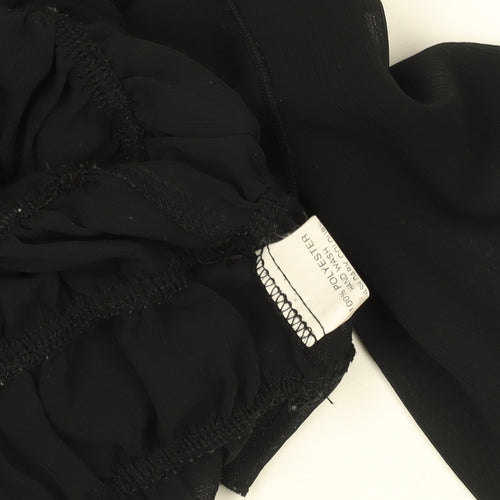 Iceni by Lella of London Women’s Black Off Shoulder Shirred Chiffon Blouse Size 10