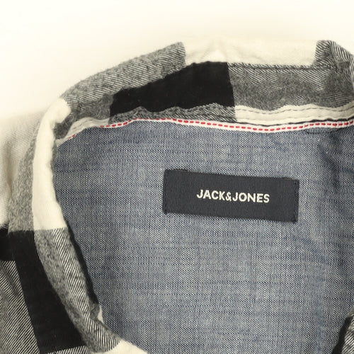 Jack & Jones Men's Black Check Flannel Long Sleeve 2XL Button-Up Shirt