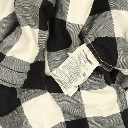 Jack & Jones Men's Black Check Flannel Long Sleeve 2XL Button-Up Shirt