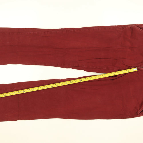 Livergy Men's Burgundy Chino Trousers Size 34 Regular Cotton Blend