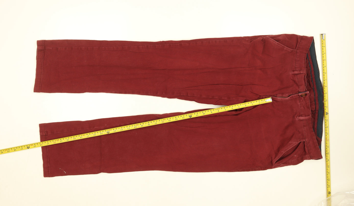 Livergy Men's Burgundy Chino Trousers Size 34 Regular Cotton Blend