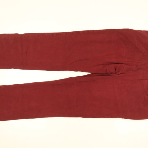 Livergy Men's Burgundy Chino Trousers Size 34 Regular Cotton Blend