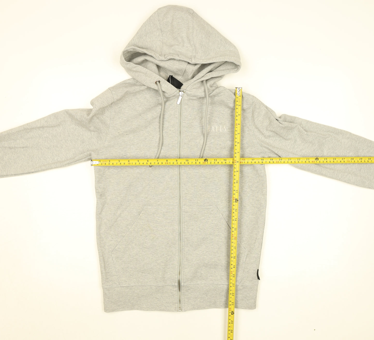 STATUS Men’s Grey Full Zip Hoodie S Regular Fit