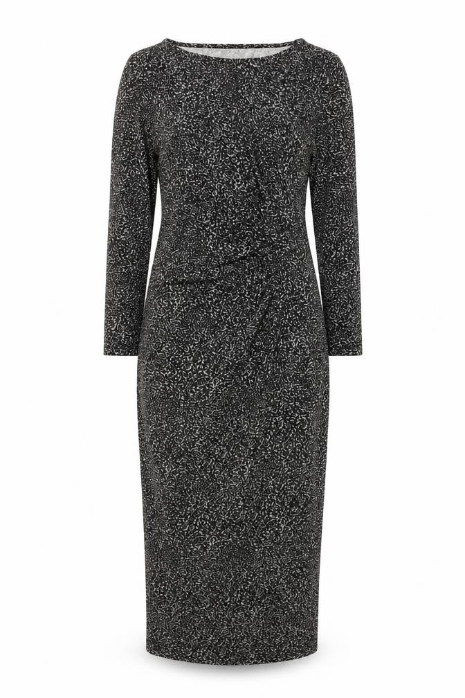 Oasis Women’s Black Geometric Bodycon Midi Dress XS Long Sleeve