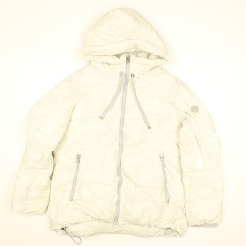 French Connection Womens Ivory Puffer Jacket Hooded Size L