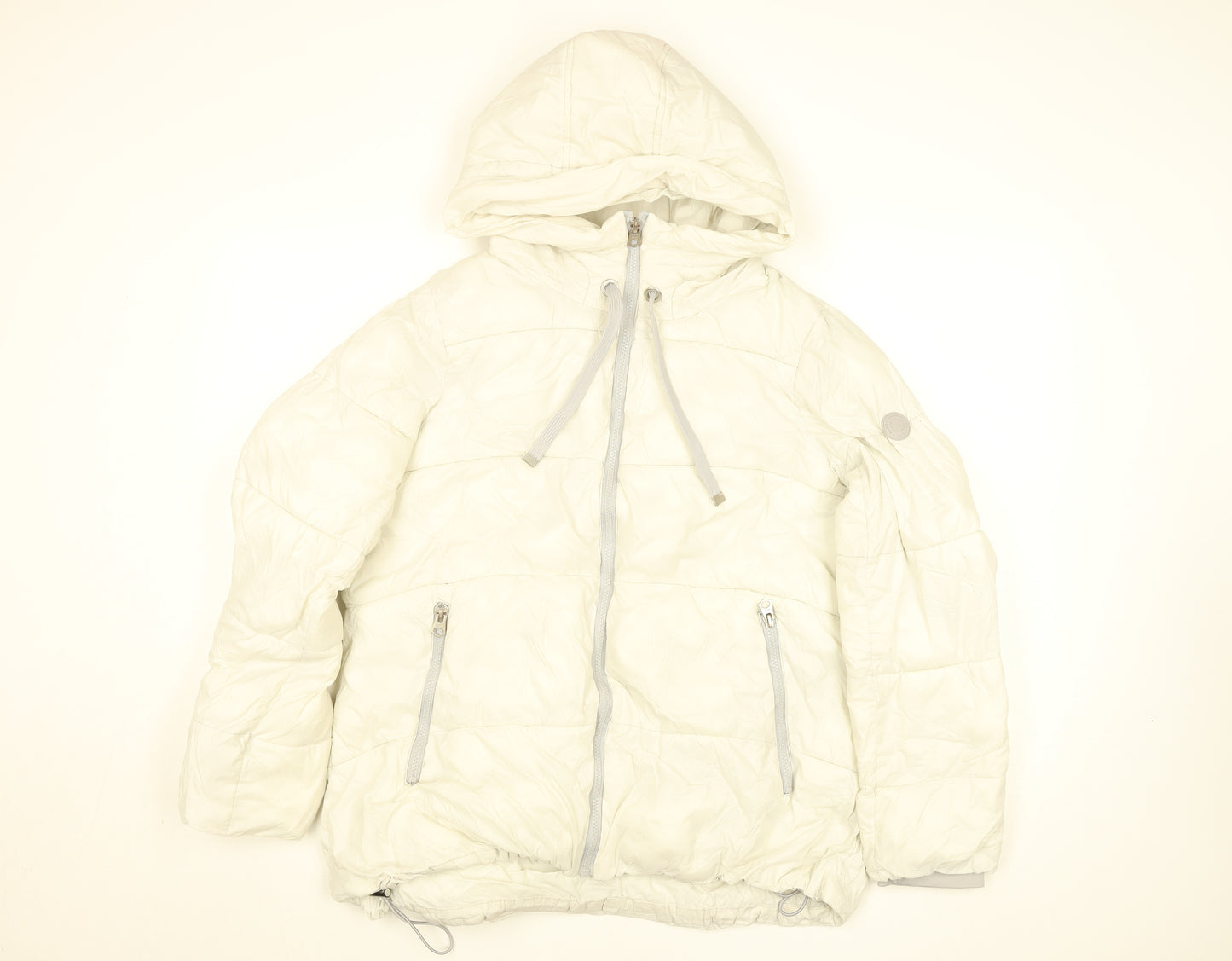 French Connection Womens Ivory Puffer Jacket Hooded Size L