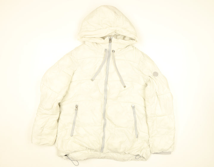 French Connection Womens Ivory Puffer Jacket Hooded Size L