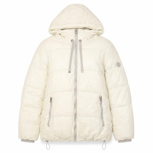 French Connection Womens Ivory Puffer Jacket Hooded Size L