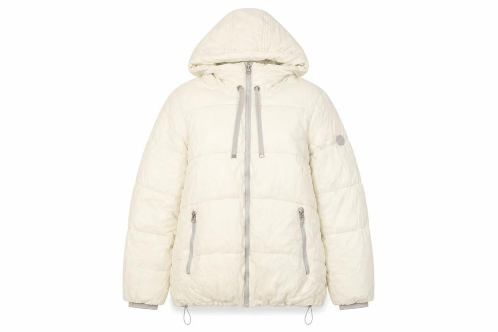French Connection Womens Ivory Puffer Jacket Hooded Size L