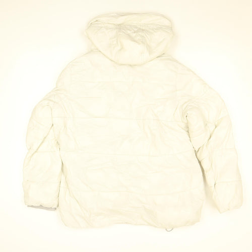 French Connection Womens Ivory Puffer Jacket Hooded Size L