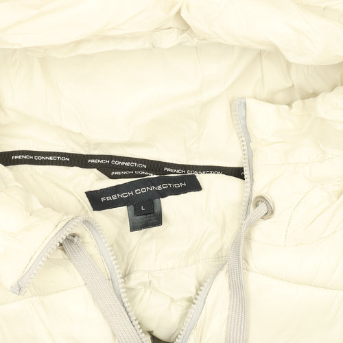 French Connection Womens Ivory Puffer Jacket Hooded Size L