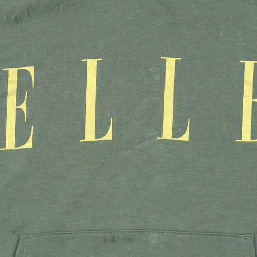 Elle Girls Green Pullover Hoodie 14-15 Years Hooded Graphic Logo Sweatshirt
